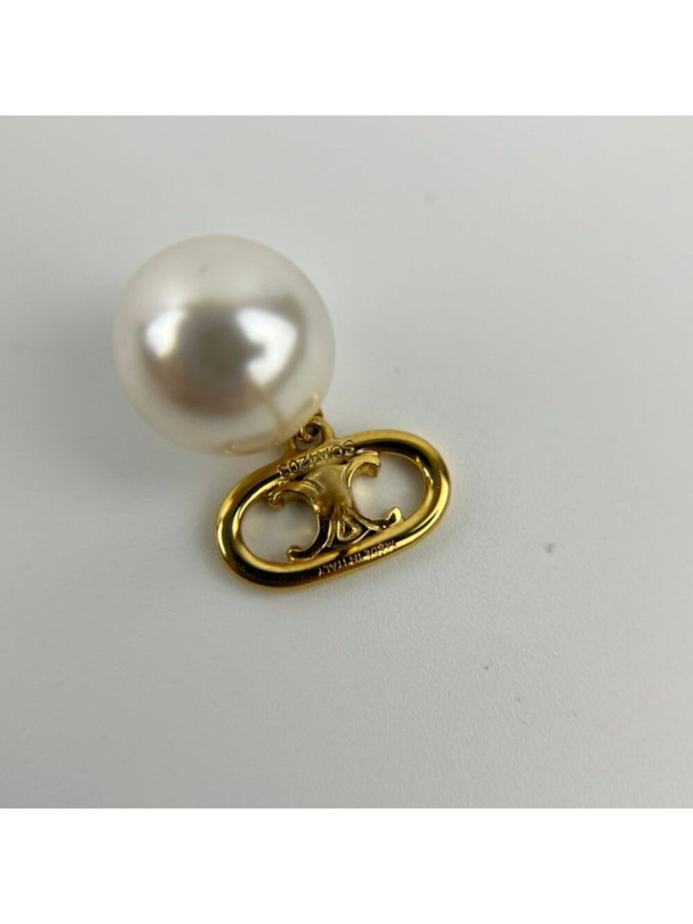 Celine Logo Triomphe Earrings Gold Vintage - Picture 9 of 16